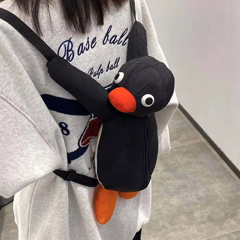 Mochila de peluche de pingüino de dibujos animados, bonito juguete de peluche PINGUed de dibujos animados, bolso de hombro de Animal relleno suave para niñas, regalos de cumpleaños