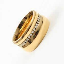 New Vintage High End PVD Wholesale Non Tarnish Zircon Ring for Women Girl  Gold Plated Ring Party Jewelry