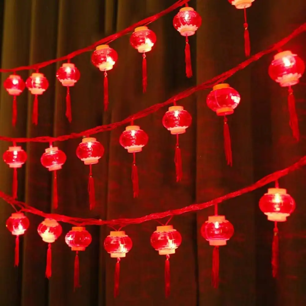 เทศกาลฤดูใบไม้ผลิไฟ LED String โคมไฟสีแดงตกแต่งสีแดง 10/20 ไฟปีใหม่สไตล์จีน Party Decor String