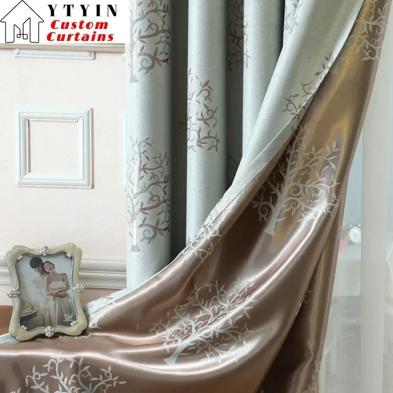 

Custom Size！！European Style Luxury Jacquard Fashion and Thickened Elegant Curtains for Living Dining Room Bedroom Decor Window