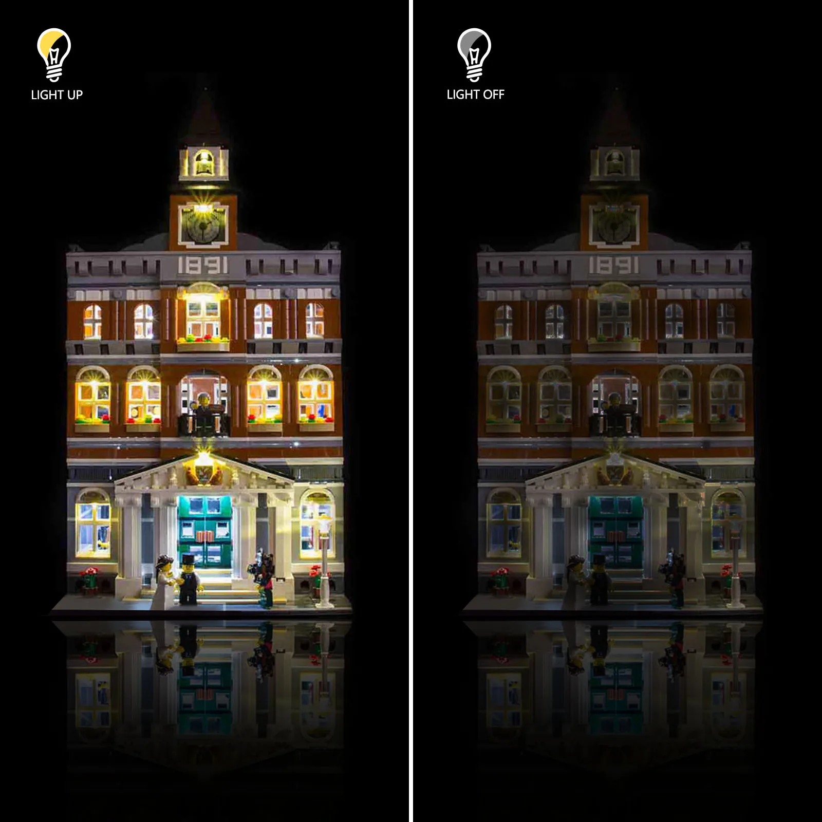 LYBMTWF éclairage LED (sans modèle) pour hall de ville 10224 illumine modulaire vos blocs de construction uniquement la lampe et la boîte à piles Bui