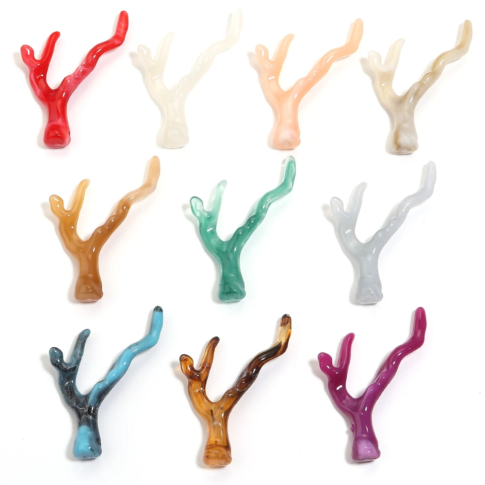 20 teile/los Acryl Korallen Zweig Perlen 35x47mm Deer Geweih Form Charms Perlen Für Schmuck Machen DIY Halskette schlüsselbund Zubehör