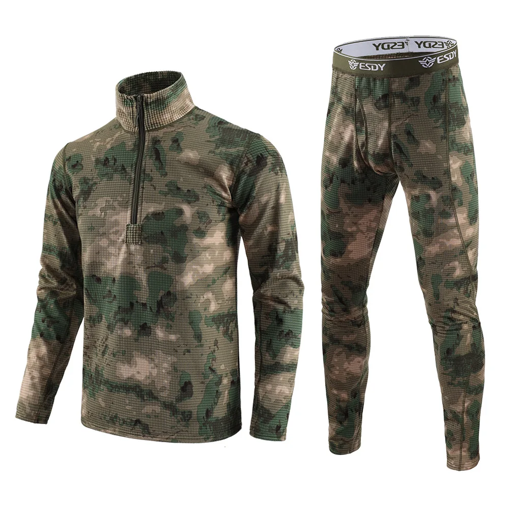 

Winter Thermal Underwear Set Men Camo Compression Fleece Base Layer Outdoor Quick Dry Warm Thermo Cycling Training Gym Clothing
