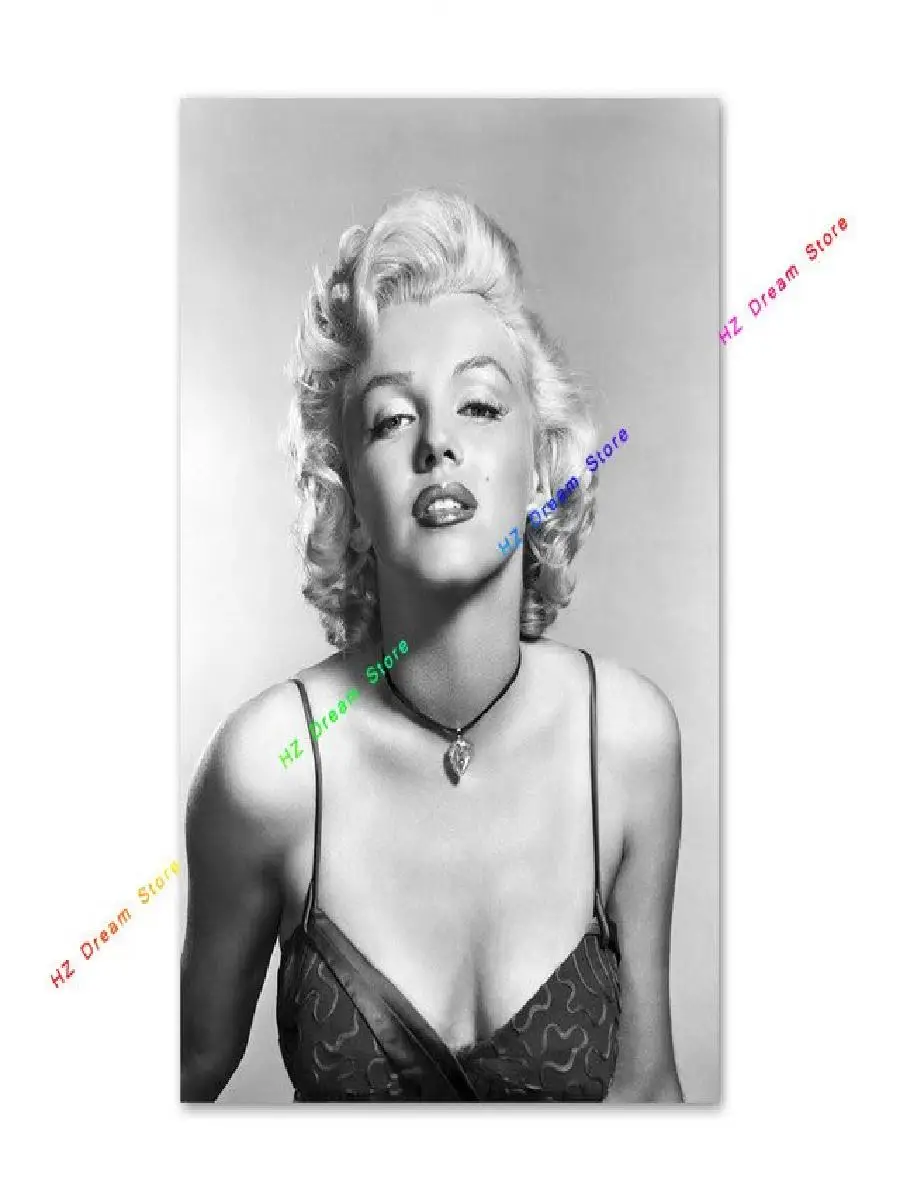 Marilyn Monroe Black and White Movie Star Portrait Canvas Painting Wall Art Print for Living Room Home Decor  Classic Hollywood