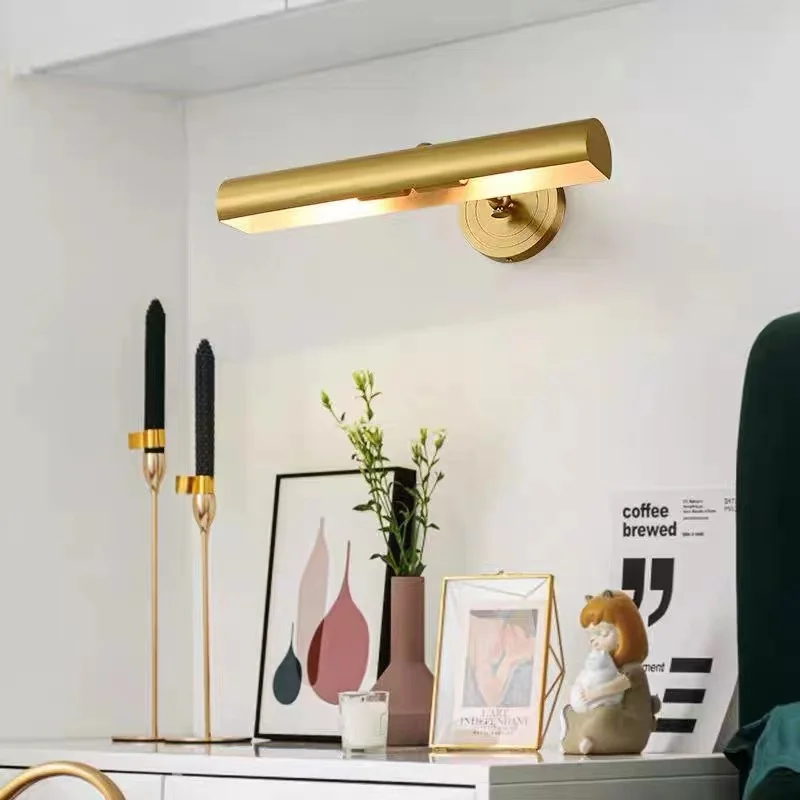 LED painting light, bathroom without punching,front light, copper makeup mirror, fill light, all copper oil painting light