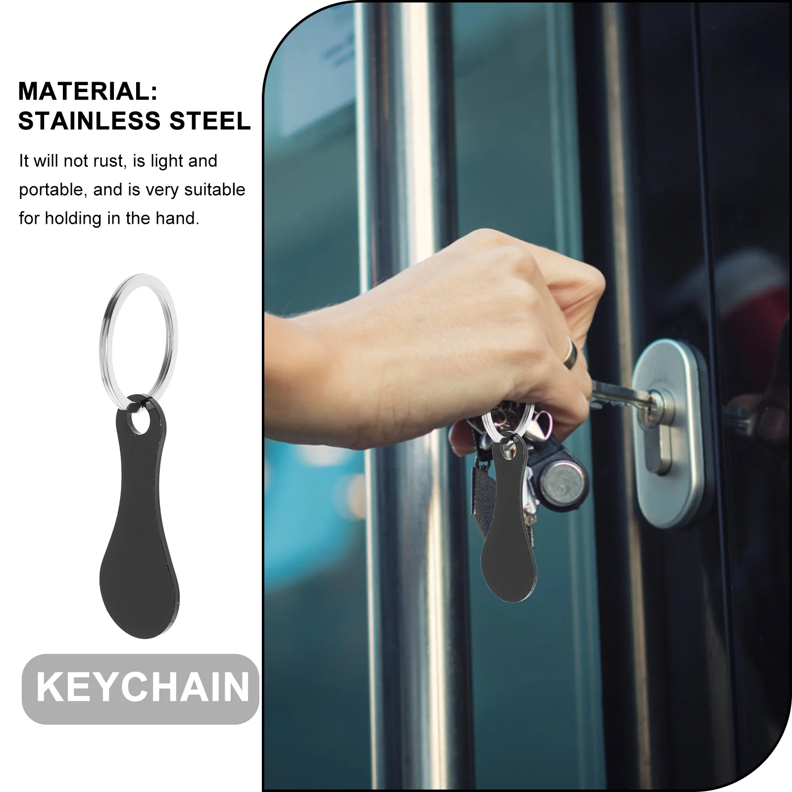 Aço inoxidável Trolley Token Key, Fob Go Cart, Tokens Anéis, Compras, 4 pcs