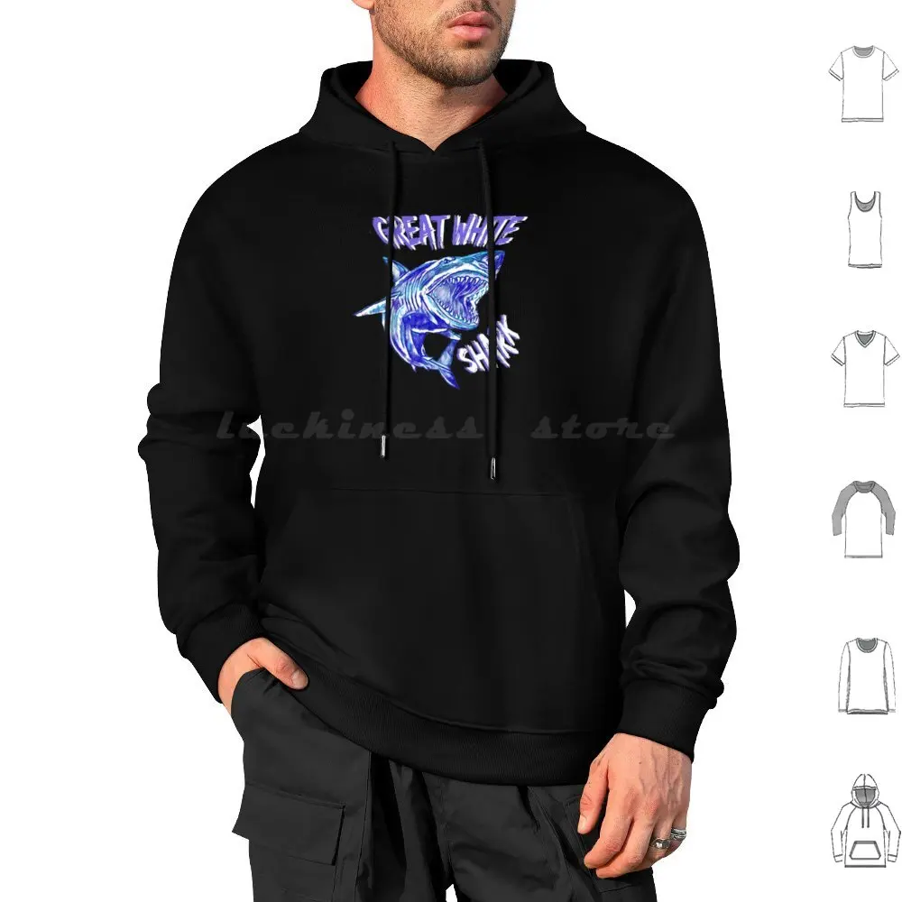 The Fabulous Great White Shark Hoodies Long Sleeve Love Shark Face Shark Whale Shark Great White Megamouth Angel Shark