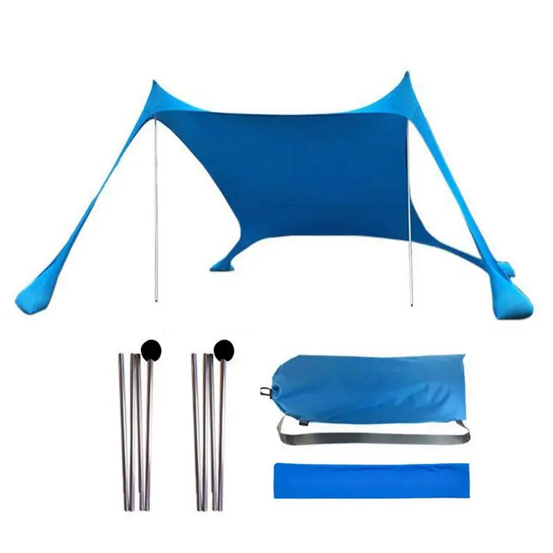 

Family Beach shade cloth Fishing Parasol Camping Tarp Shade Membrane Cool Camping Gear Sunshade Tent With Stability Poles