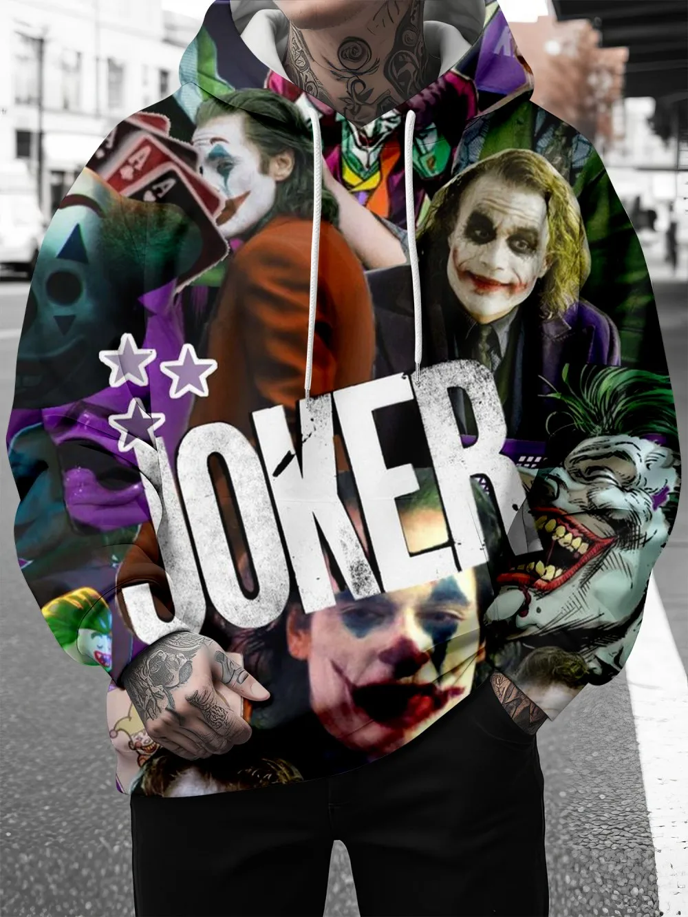 2024 Funny Smiling Clown Joker Heath Ledger Poker Casual Hoodie Men And Women 3d Printed Long Sleeved Sweatshirt