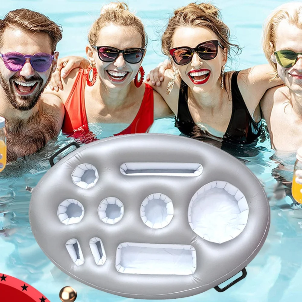 Aufblasbarer Getränkehalter für Pool, Multifunktionaler Schwimmender Becherhalter aus PVC, Aufblasbare Getränkeuntersetzer für Spa und Sommerpartys