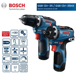 Bosch GSR12V Wireless Electric Drill with Battery and LED Light Powerful Driller Cordless Electric Screwdriver Power Tools