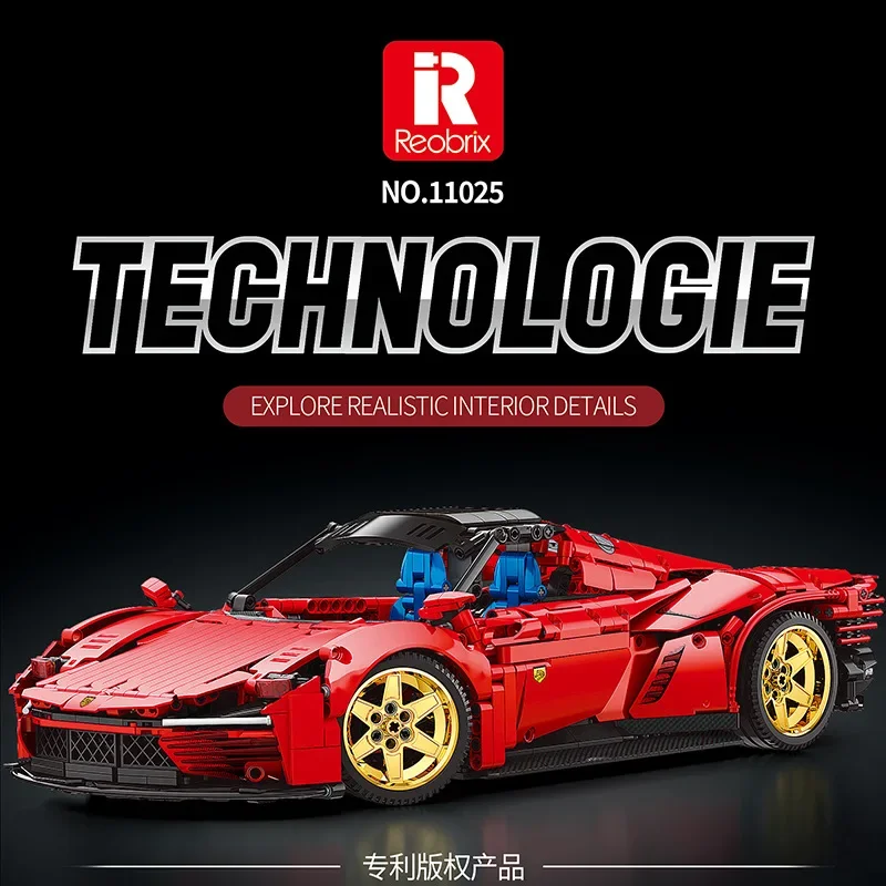 

Reobrix 11025 Mechanical Power Refaeli SP3 Supercar Model building block toy Holiday gift tabletop decoration 1958PCS