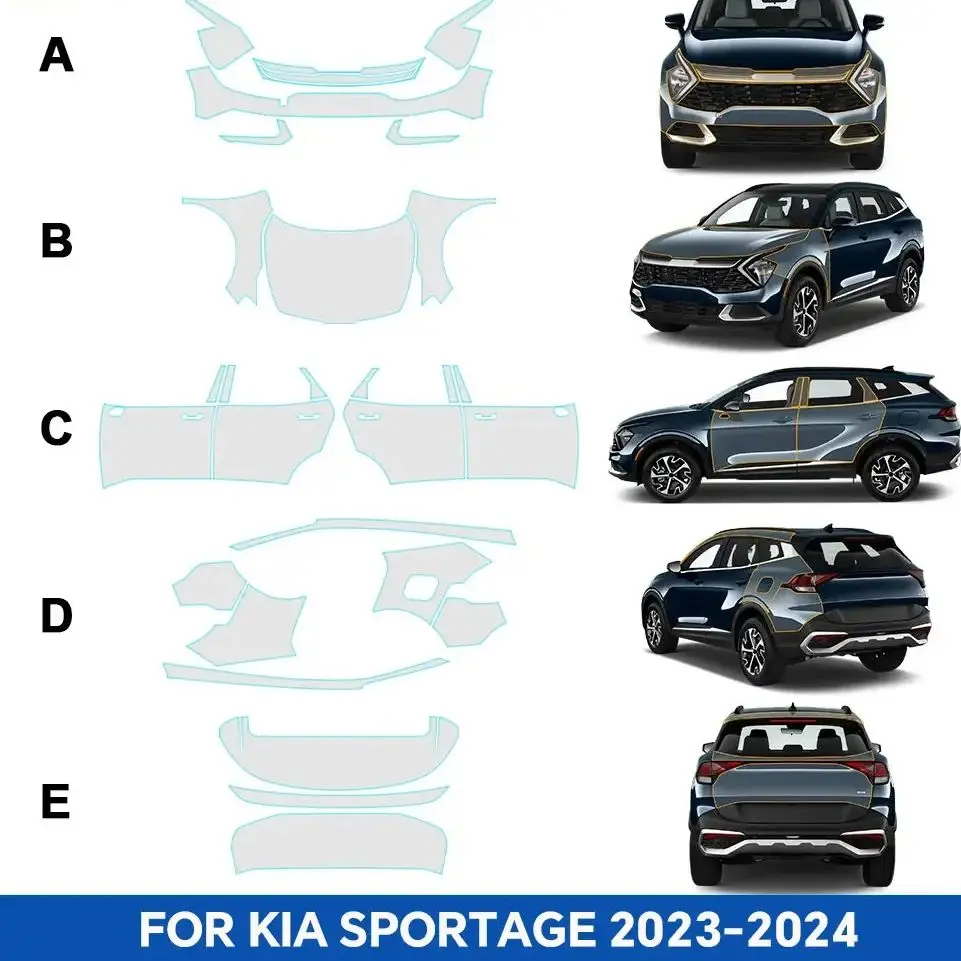8.5Mil TPU Bumper Hood Paint Protection Film For KIA Sportage 2023-2024 Pre-cut PPF Clear Bra Car Body Anti-Scratch Resistant ﻿