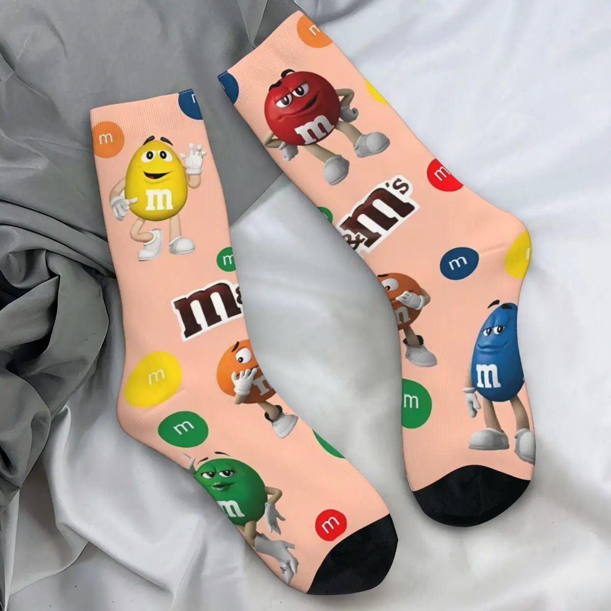 M Chocolate Beans Stockings Adults Men Socks Warm Soft Fashion Socks Autumn Skateboard Anti Sweat Custom Socks Birthday Gift