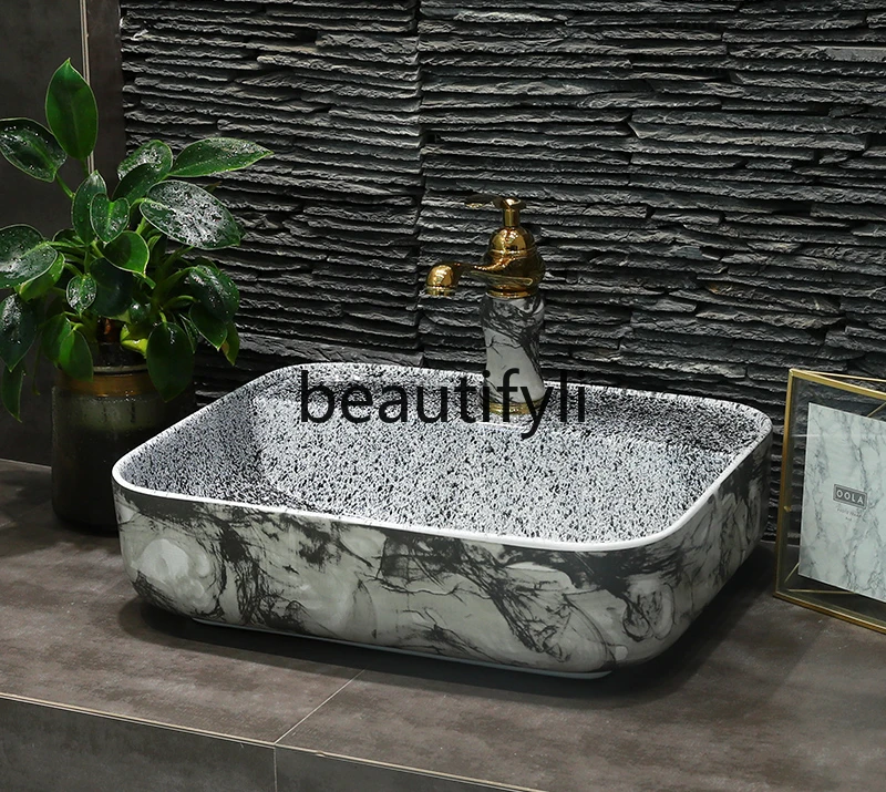 Simple stage wash basin pool water ink pattern art single basin