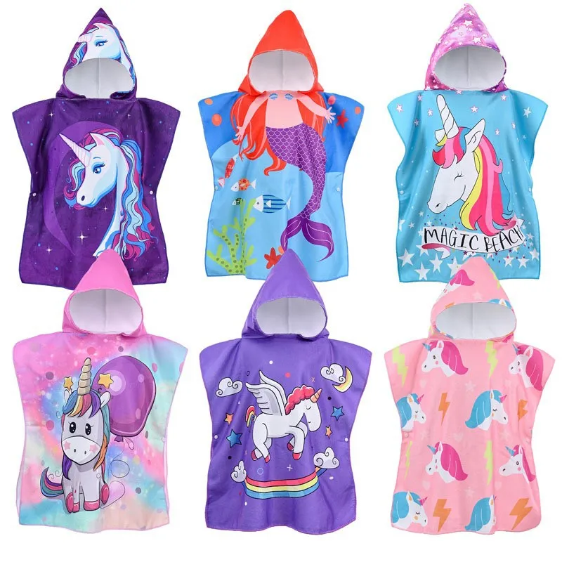 Children 0-5Year Cute Bath Towel Cartoon Animals Hooded Baby Beach Towel Soft Microfiber For Kids Toddlers Pool Poncho