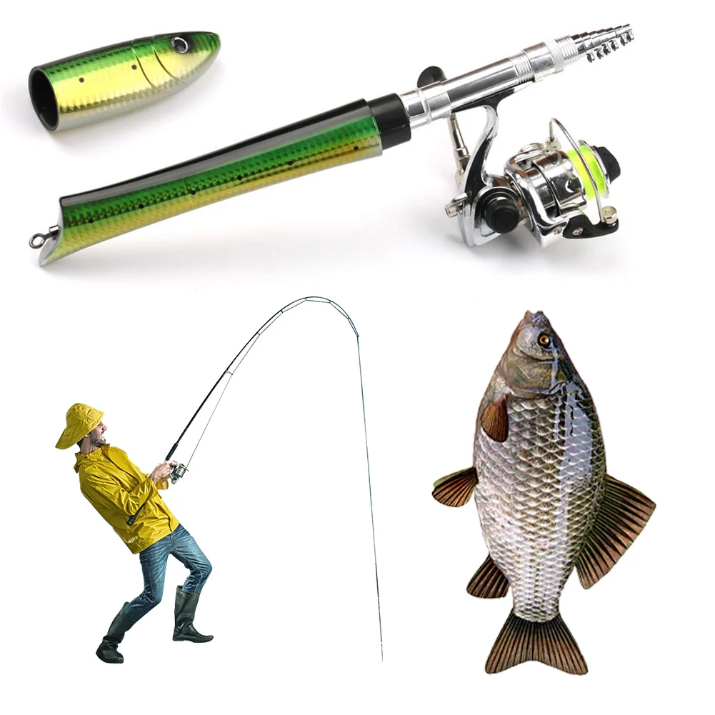 

Портативная удочка в форме рыбы, комбинированная катушка, мини-карманная ручка, удочка с катушкой, удочка с катушкой, аксессуары для рыбалки
