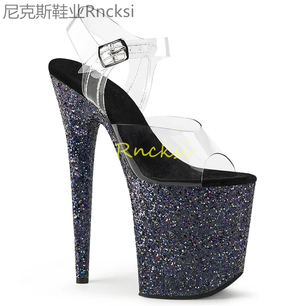 

20cm High-heeled sandals women's new transparent word with high heels, stilettos and sexy super high-heeled sandals