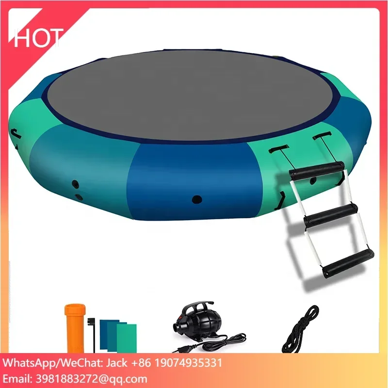 3M Water Bouncer Inflatable Water Trampoline With Electric Pump & Rope Ladder