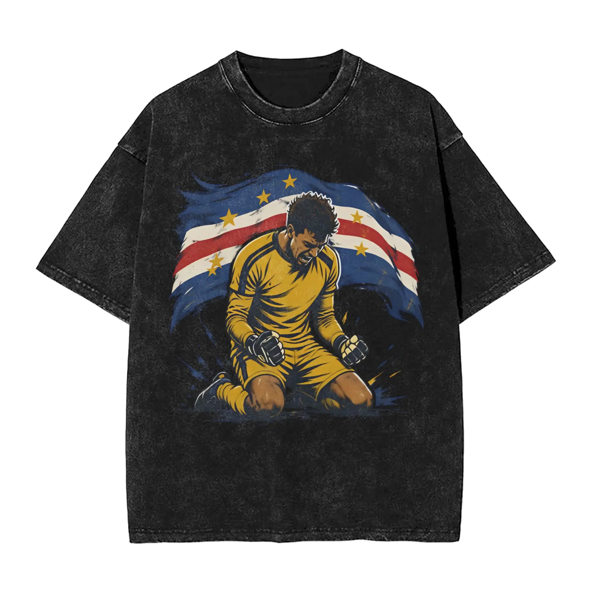 Funny Cabo Verde Vozinha T-Shirts Men O Neck Pure Cotton Washed T Shirts  Short Sleeve Tees Printing Clothes