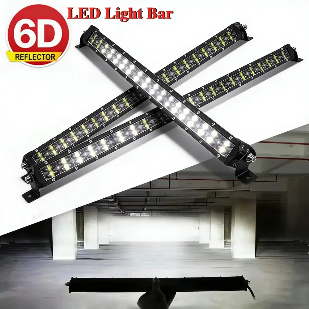 Barra de Luz LED Ultra Strip 6D com Lente, 8, 14 e 20 polegadas, Farol de Neblina, Luz de Trabalho, Barra de LED 4x4 para Motocicleta, Offroad, SUV, ATV, Trator