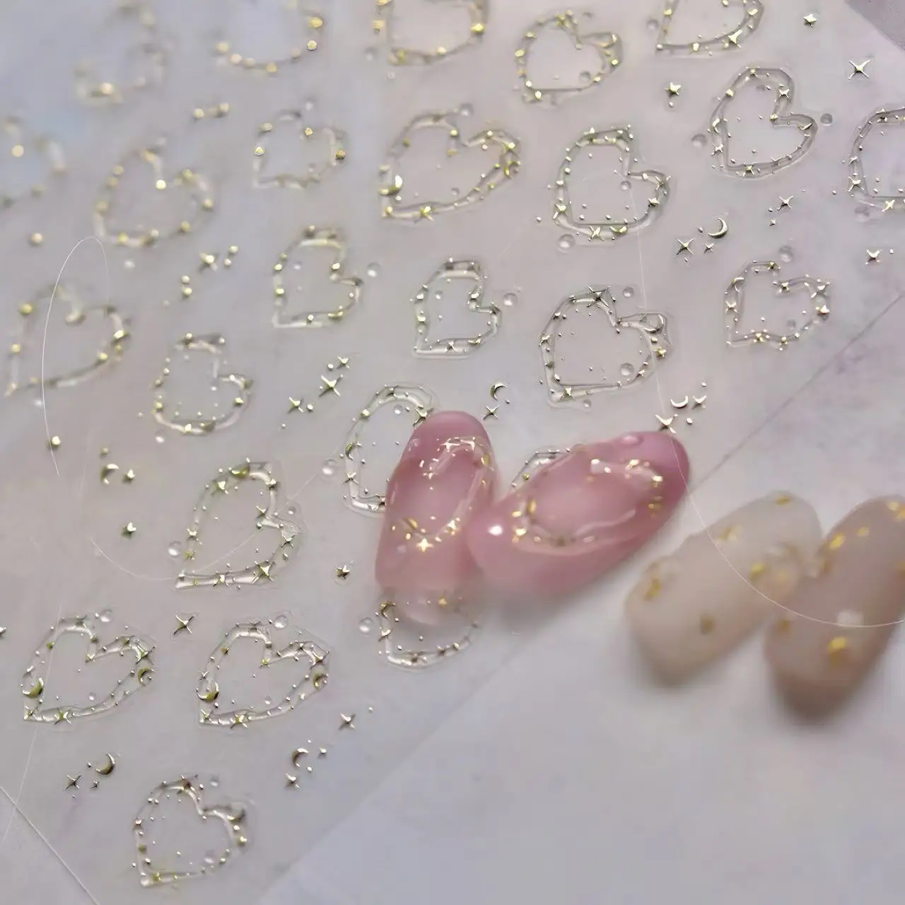 

1pcs Jelly Nail Stickers Shiny French Ice Crystal Stars Love Self Adhesive Stickers For Nails DIY Valentine's Day Decorat Decals