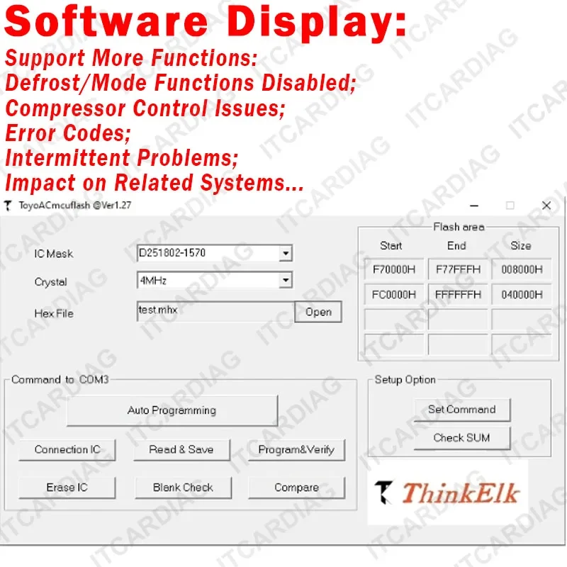 THINKELK ToyoAC Mcu Flash Read Write 251802-1570 CPU IC Programmer for Toyota Lexus Car Air Conditioning AC System Repair Tool