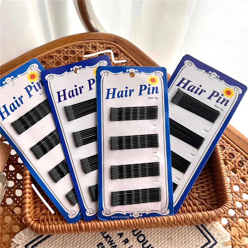 36/60Pcs Women Hair Accessories Bob Pin Black Wave Straight Line BB Clip Simple One-Word Hairpin Updo Head Tools Girls Headdress