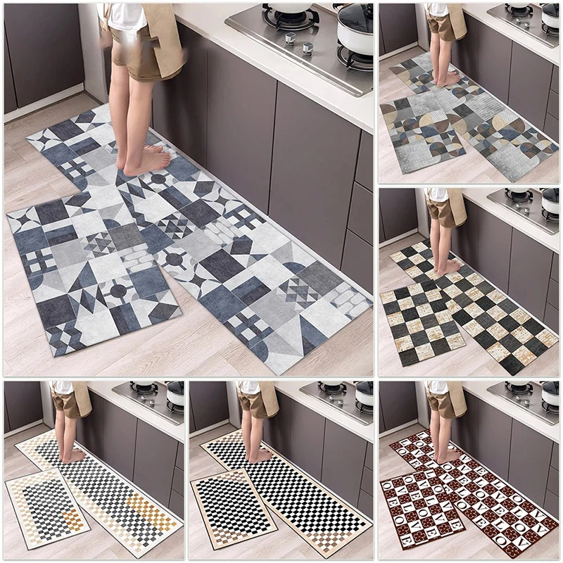 

Kitchen Rugs Non-slip Waterproof Durable Bathroom Entrance Door Mat Washable Cuttable Leather Long Size Rugs Alfombra 주방 카펫