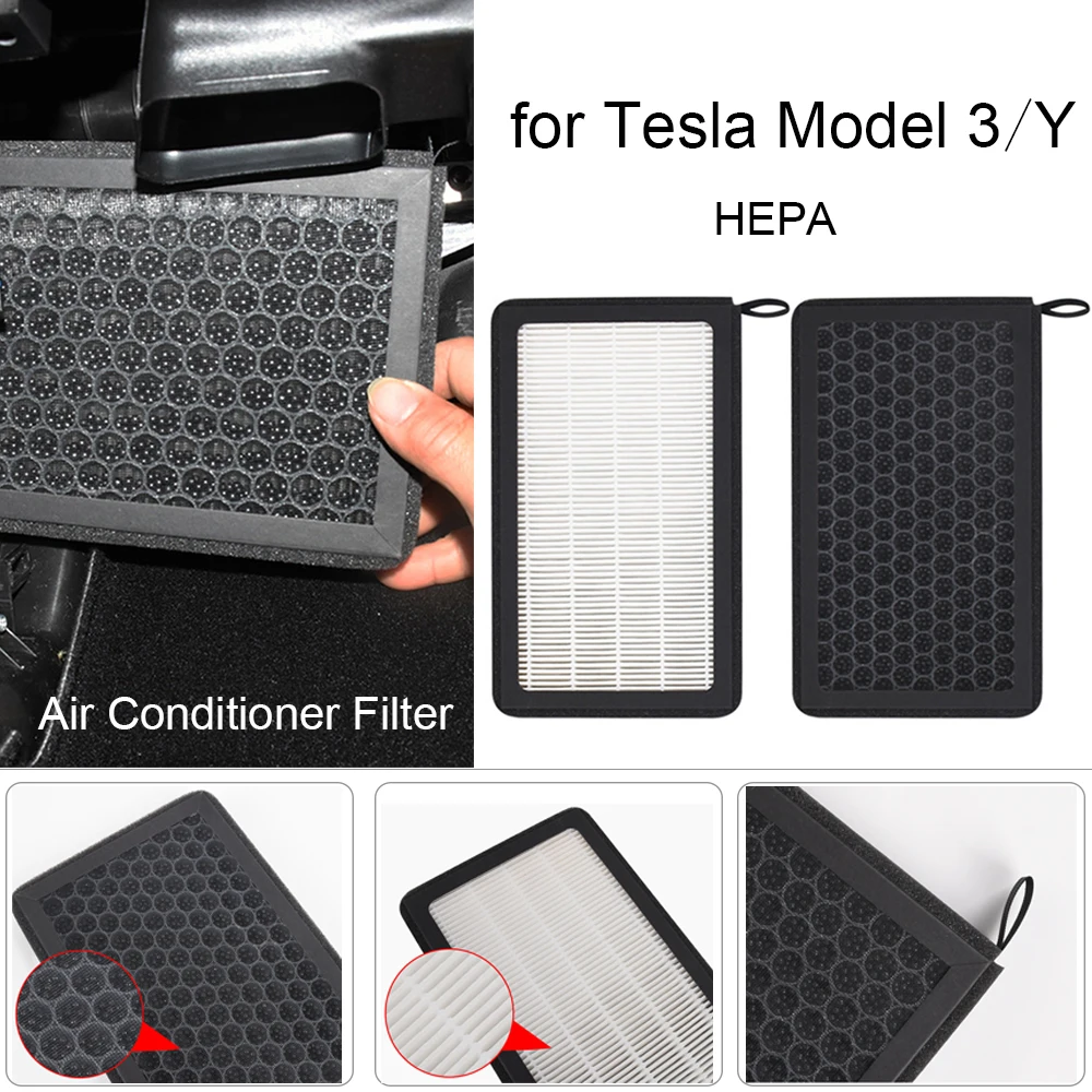 

1 Pair Auto Activated Carbon Air Conditioner Filter for Tesla Model 3 Model Y Cabin Air-filters HEPA Car Accessories