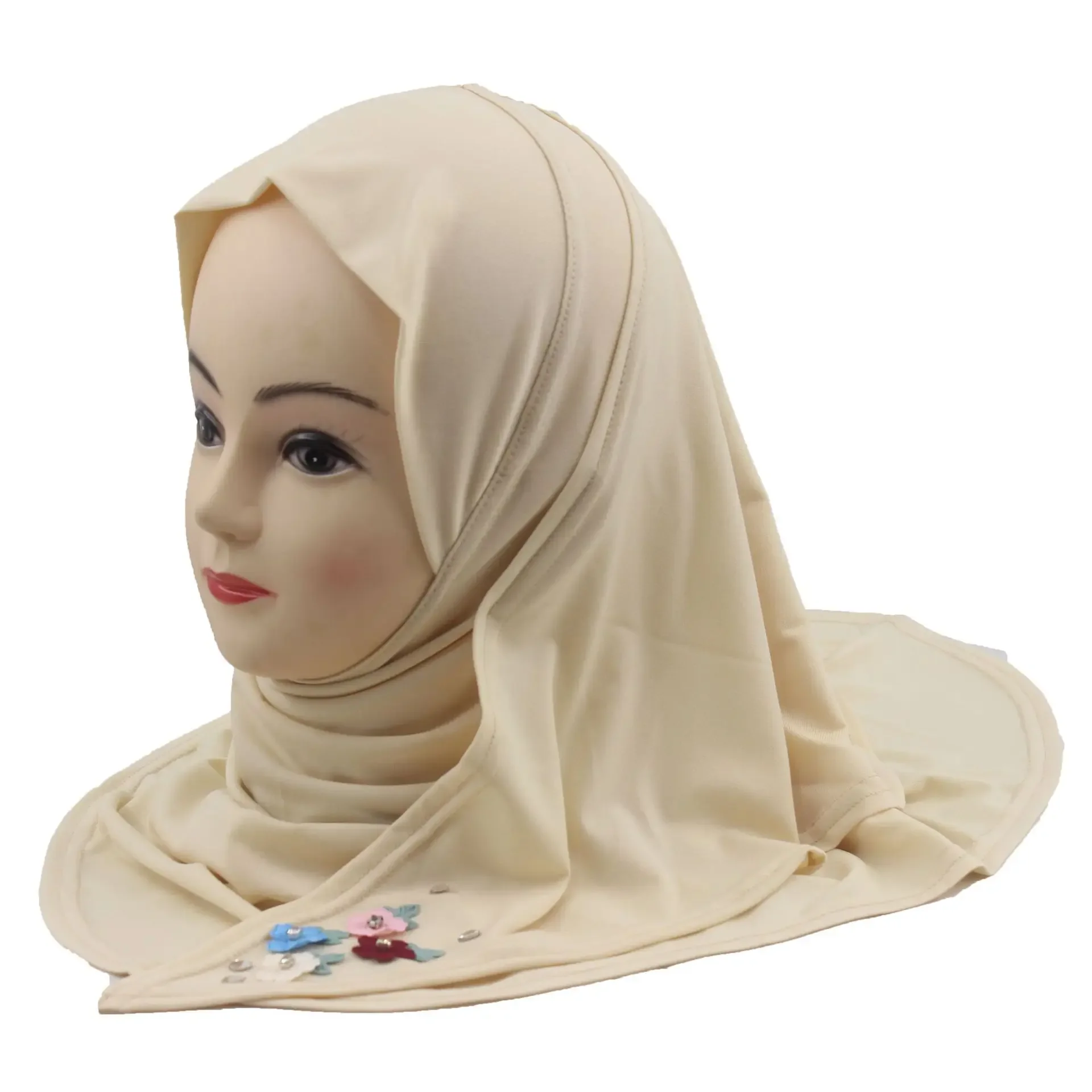 

Flower Amira for 3-7 Years Old Kids Girls Muslim Hijab Pull On Ready Made To Wear Headscarf Islam Children Head Wrap Shawls Hat