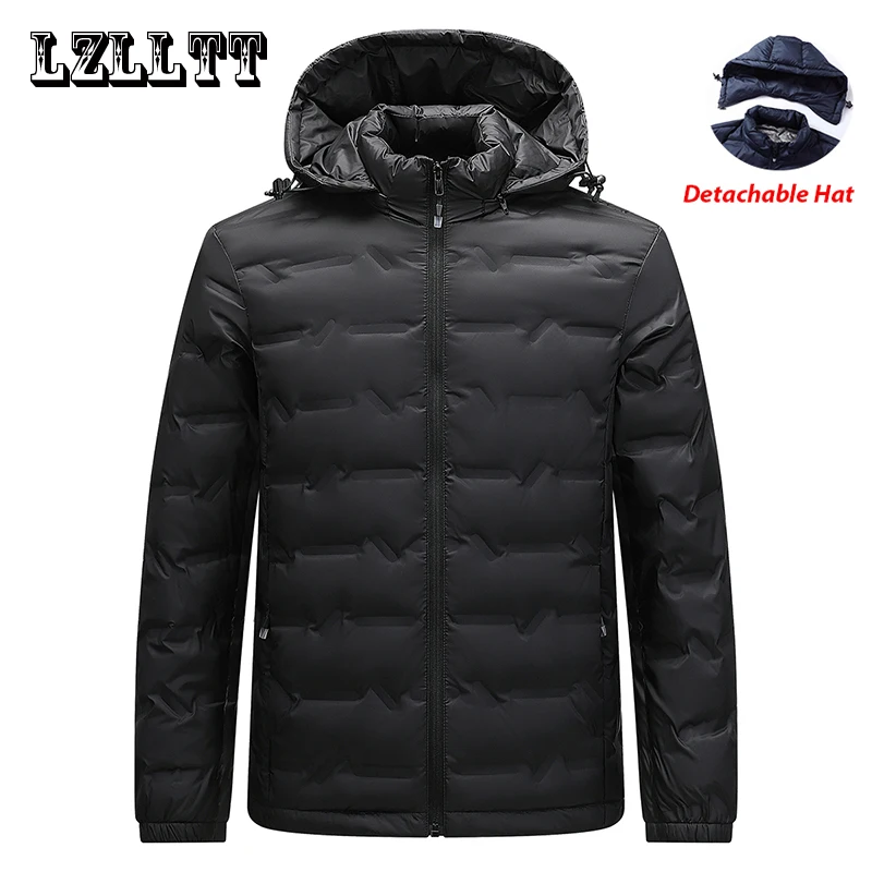 

Winter Men Warm Duck Down Jacket Mens Windproof Detachable Hat Down Jacket Mens Lightweight Coat Casual High Quality Jacket Male