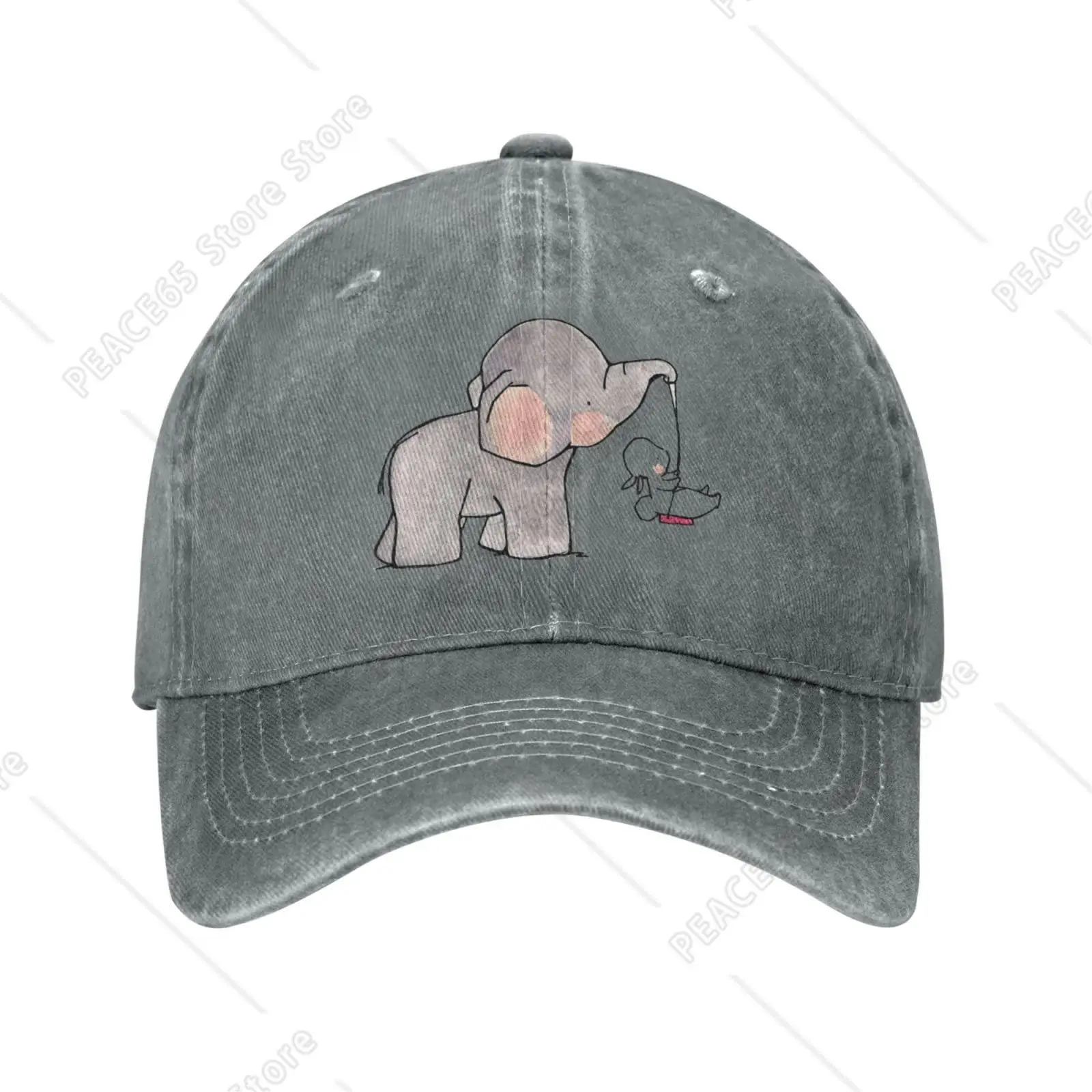 

Cute Elephant Cartoon Denim Dad Hat Baseball Cap Funny Cowboy Hat Unisex Breathable Snapback Cap Adjustbale