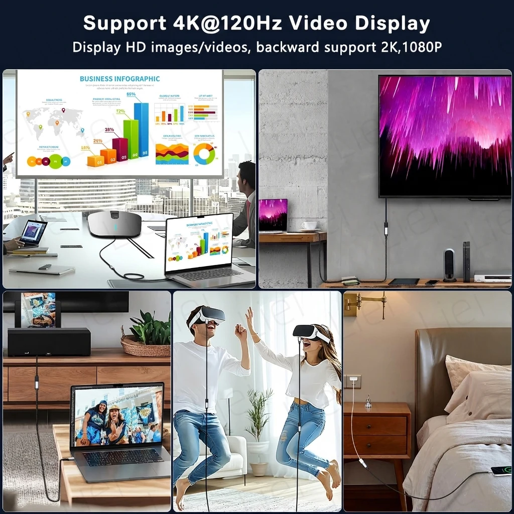 Kabel przedłużający USB-C 20 Gbps 240W USB3.2 4K@120Hz, kabel wideo Type-C męski na żeński do Huba, PS VR2, iPhone'a, MacBooka, Switcha — zdjęcie produktu 4