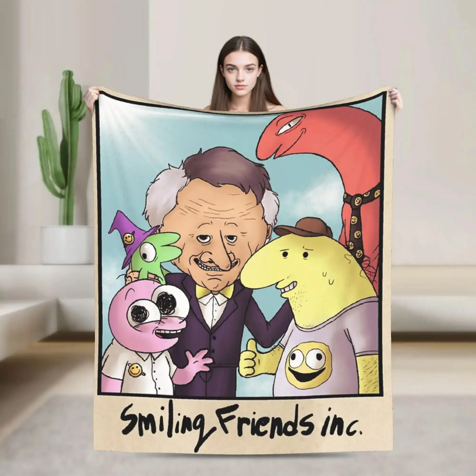 

Плюшевый плед «Smiling Friends» для детей: теплый, мягкий, модный, для кровати, дивана, улицы
