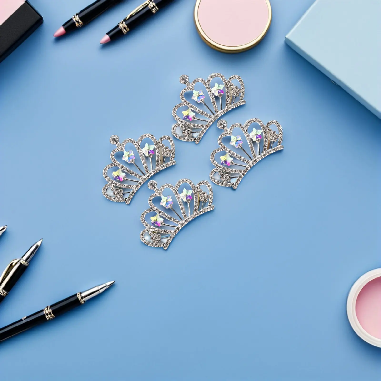 

10Pcs Mini Rhinestone Crystal Crown Embellishments Flatback Charms for Jewelry Making DIY Hair Accessories Wedding Party Crafts