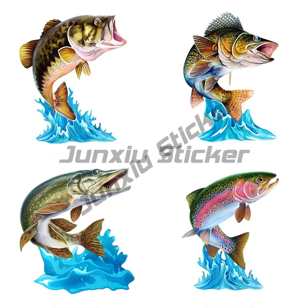 

Cool Jumping Northern Pike Walleye 3D Fish Wall Art Stationery Sticker Decal Car Bike Motorcycle Room Decals Vinyl Self-adhesive
