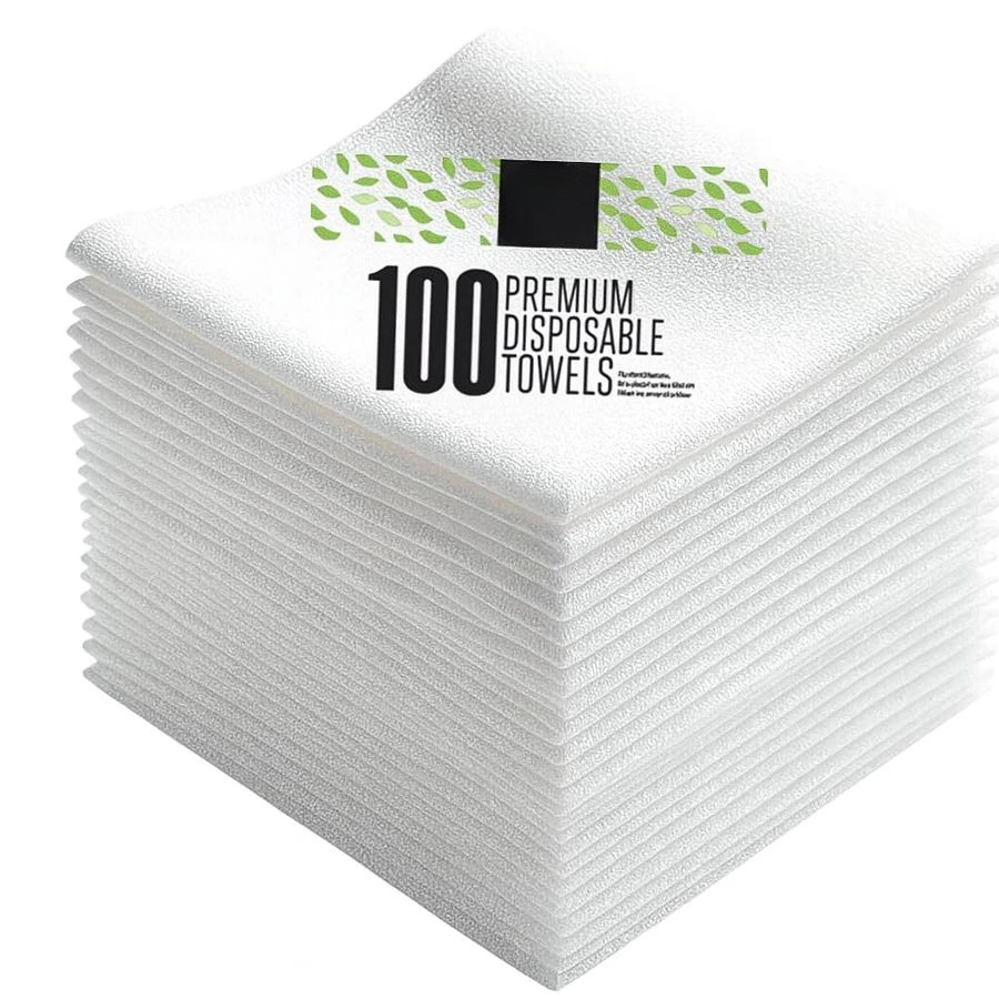 

Disposable Large Luxury Towels 100Count Spa and Salon Quality Softness for Guests, Clients Hair, Face, Body Use Luxurious Comfor