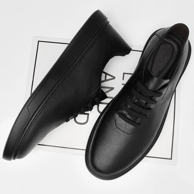 Leather Increased Height British Shoes Simple White Interview Business Casual Shoes Men's Versatile Men's Oxford Shoes Anti Slip