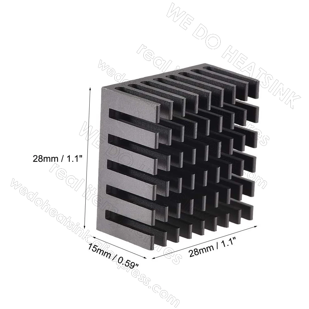 Hurtownie 28x28x15mm srebrny/czarny szczelinowy anodyzowane aluminium Radiator CPU IC Radiator z taśmą termiczną stosowane