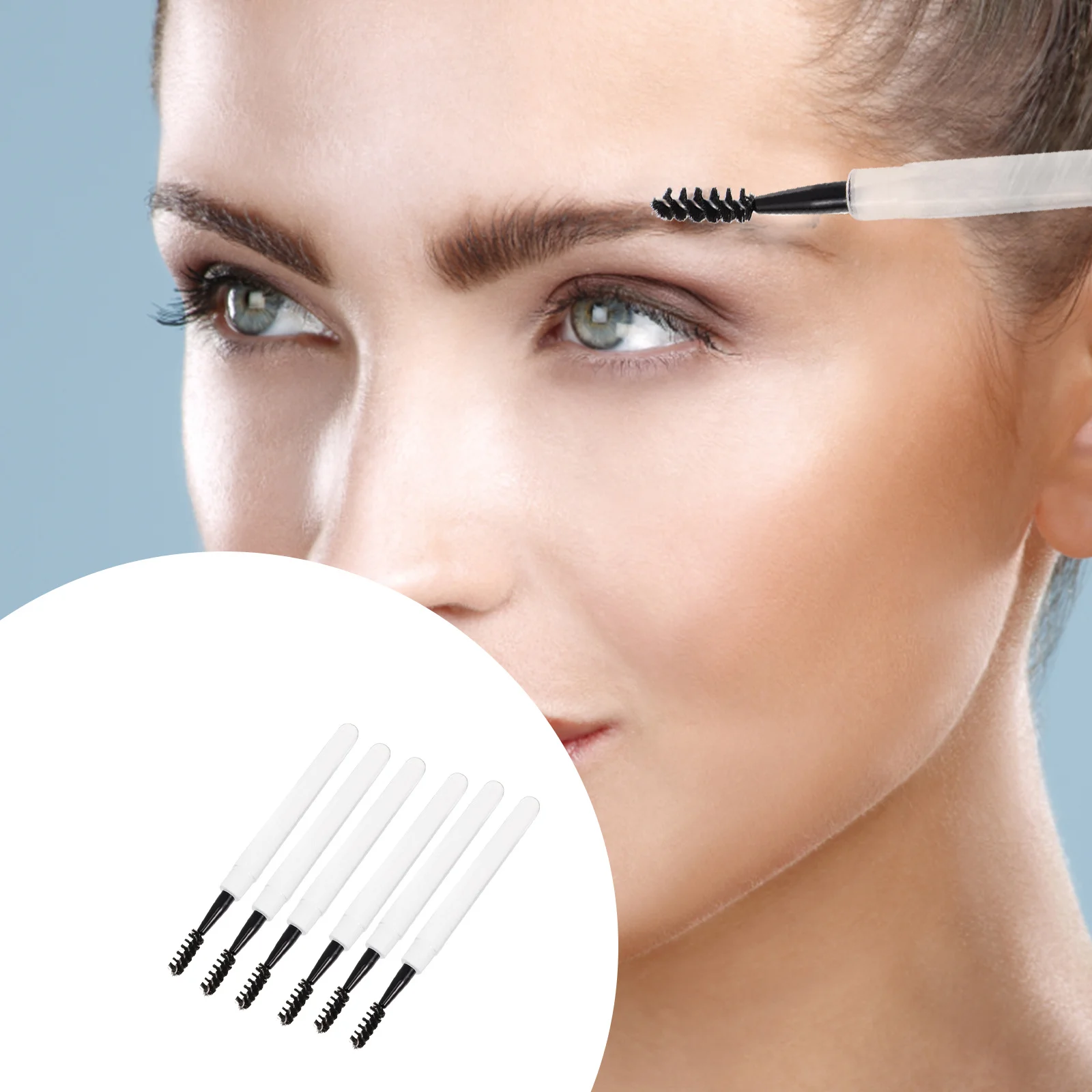 6Pcs Eyelash Eyebrow Brush Mascara Wands Ergonomic Design Portable Safe for Women Girls Eyelash Brush Mascara Applicator