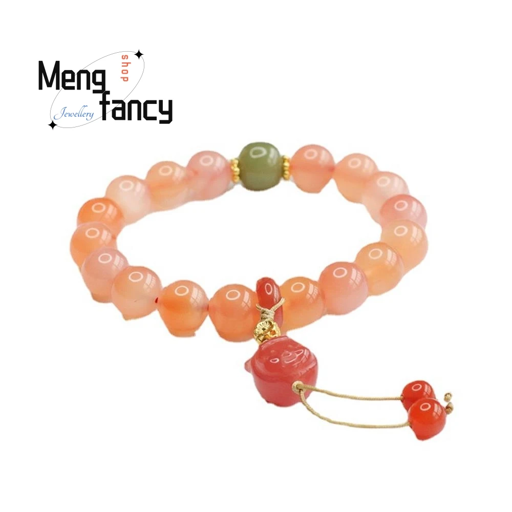 Natural Salt Source Agate Tassel String Little Red Cap Diy Simple Elegant High-grade Fashion Jewelry Couple Luxury Holiday Gifts