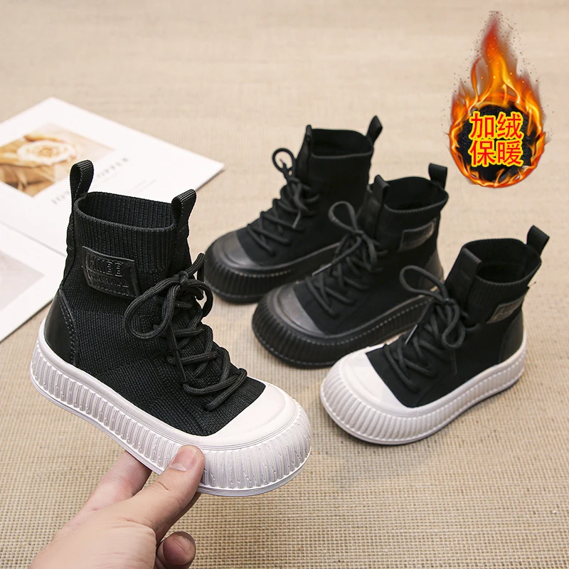 

Children Fashion Boots Girls Non-slip Breathable Autumn High Top Sneakers Kids Girls Sock Stretch Boots for Princess Casual Shoe