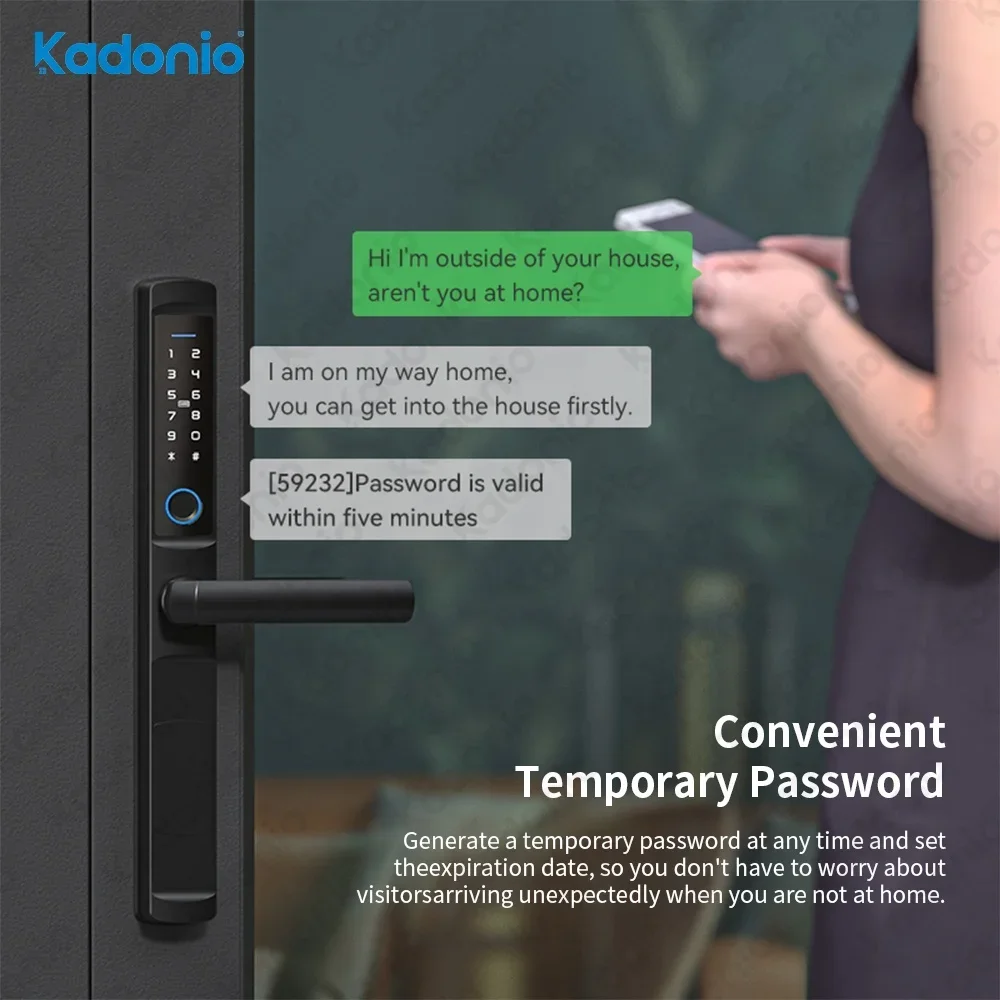 004 Kadonio IP66 Waterproof Outdoor Aluminum Sliding Door Lock Digital Password Tuya Wifi Smart Lock