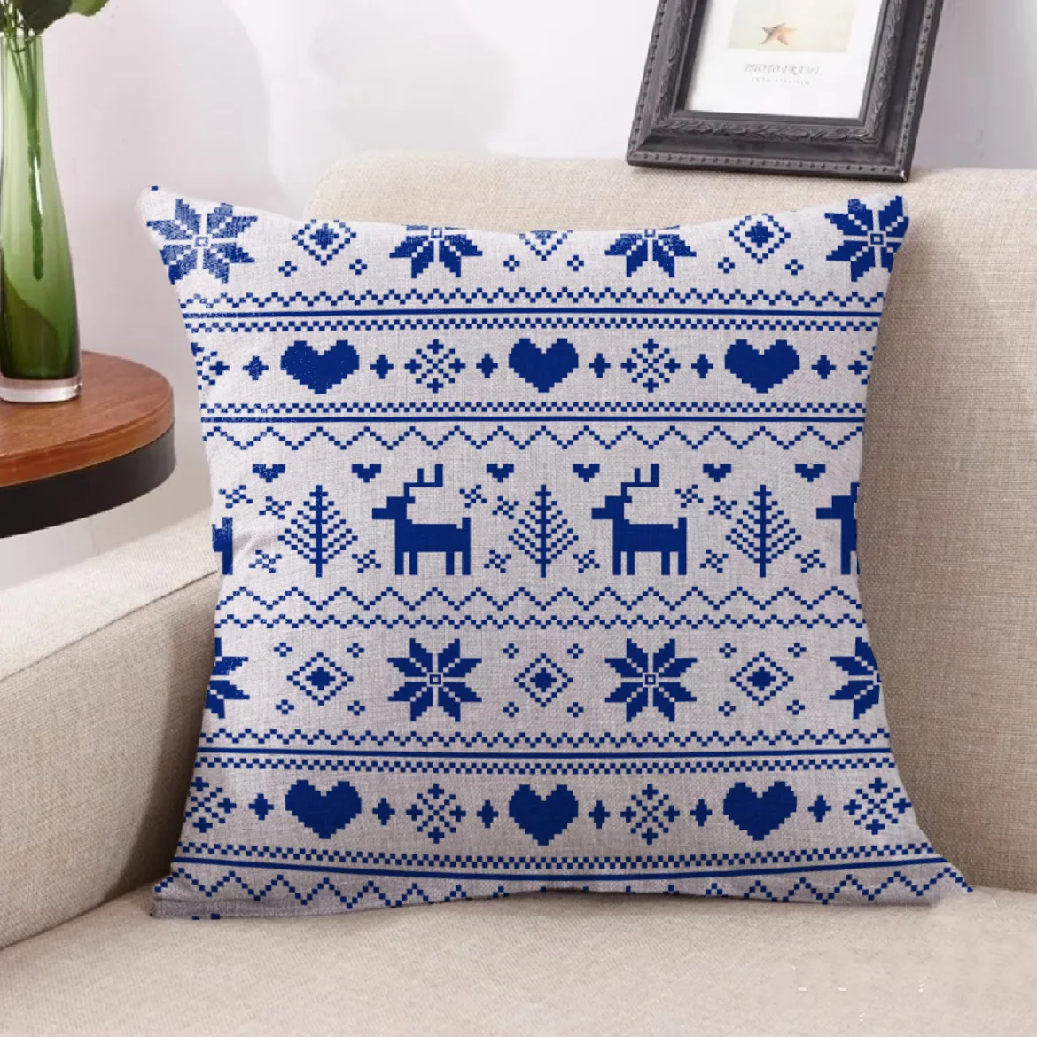 

VIKAMA Simple Fresh Linen Pillowcase Sofa Bedding Pillowcase Easy Care Machine Washable Abrasion Resistant Home Decoration