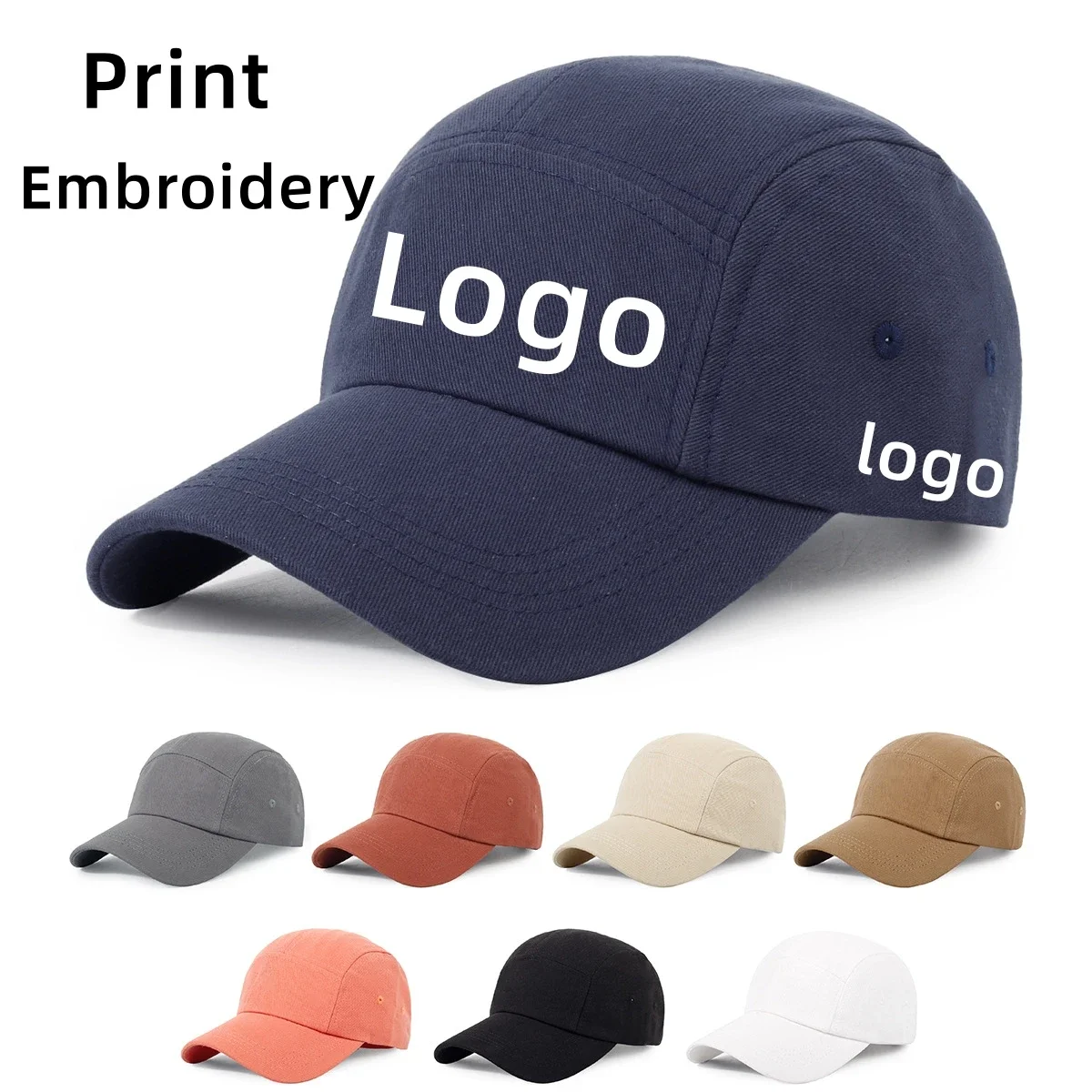 

Vintage 100% Cotton 5 Panel Baseball Cap Custom Logo Embroidery Fitted Hip Hop Trucker Hat for Adults Classic Blank Plain Sport