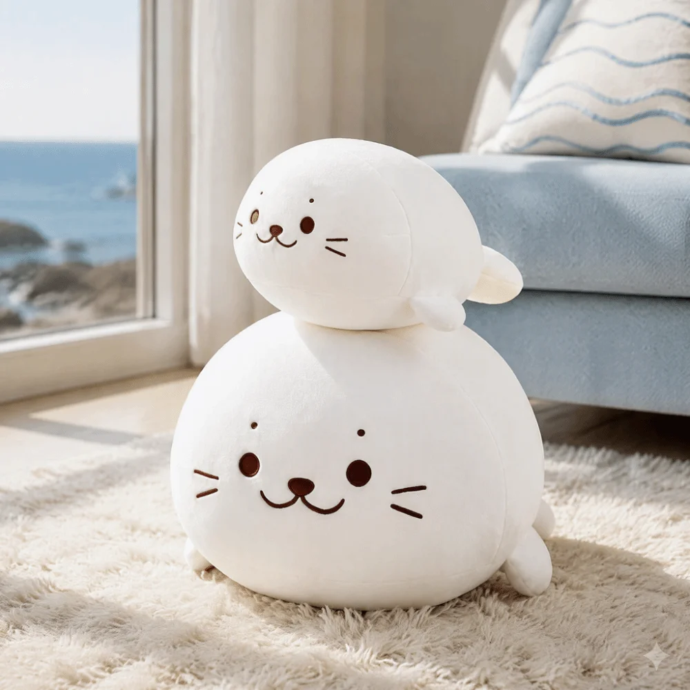 Creative Chubby Anime Seal PP Cotton Soft Seal Sleep Pillow Fluffy Funny Lying Seal Home Decor