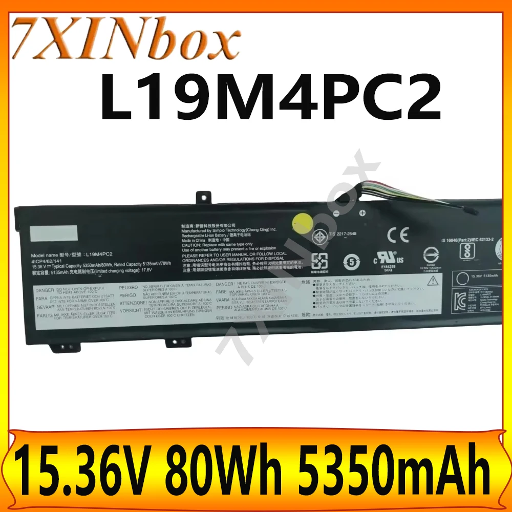 

7XINbox L19C4PC2 L19M4PC2 15.36V 80Wh 5350mAh Laptop Battery for Lenovo Legion 5 7 15ARH05 5i 15IMH05H