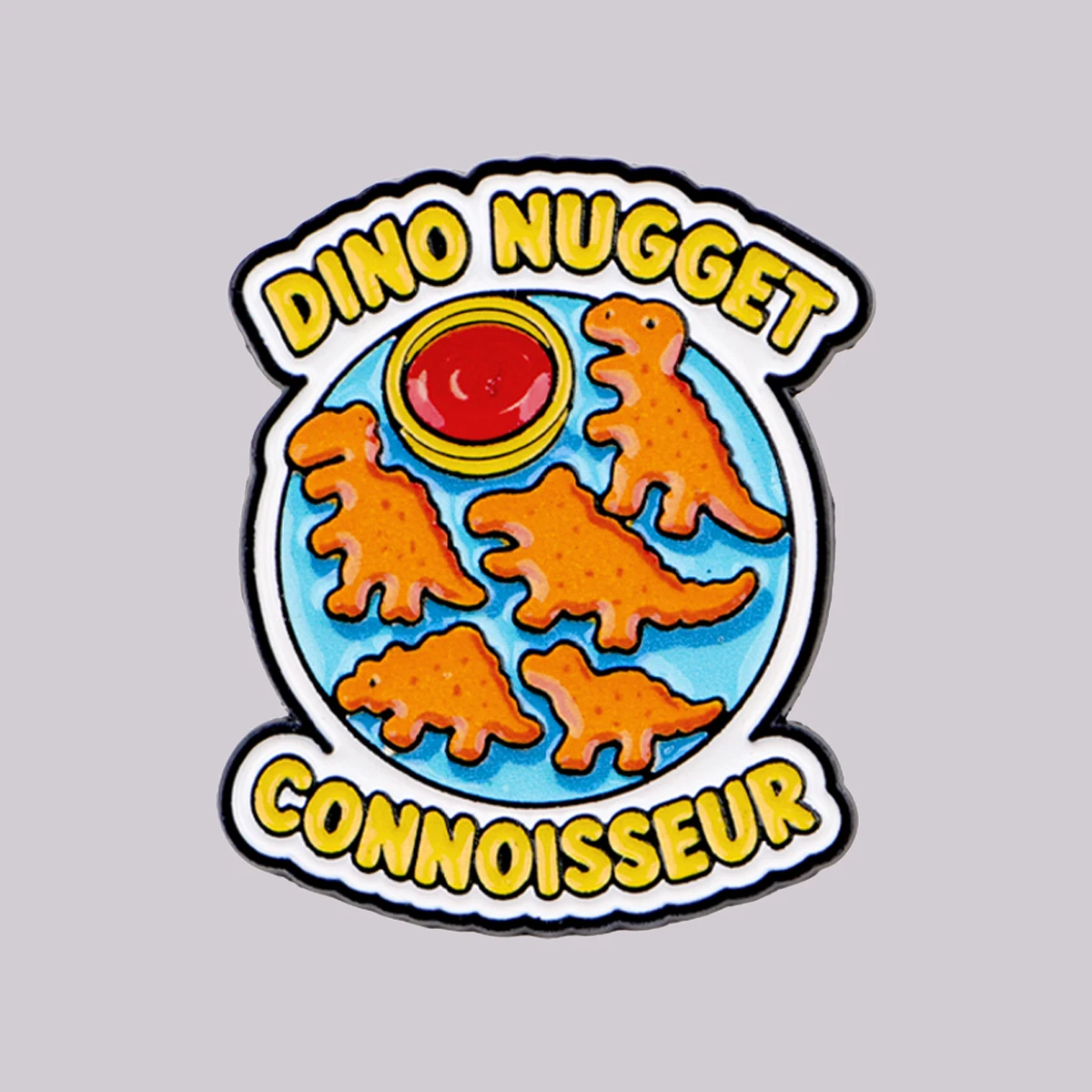 DINO NUGGET CONNOISSEUR Emaille-Pin Dinosaurier-Brosche Anstecknadeln Abzeichen für Rucksack Kleidung Accessoires Modeschmuck Geschenk für Freunde
