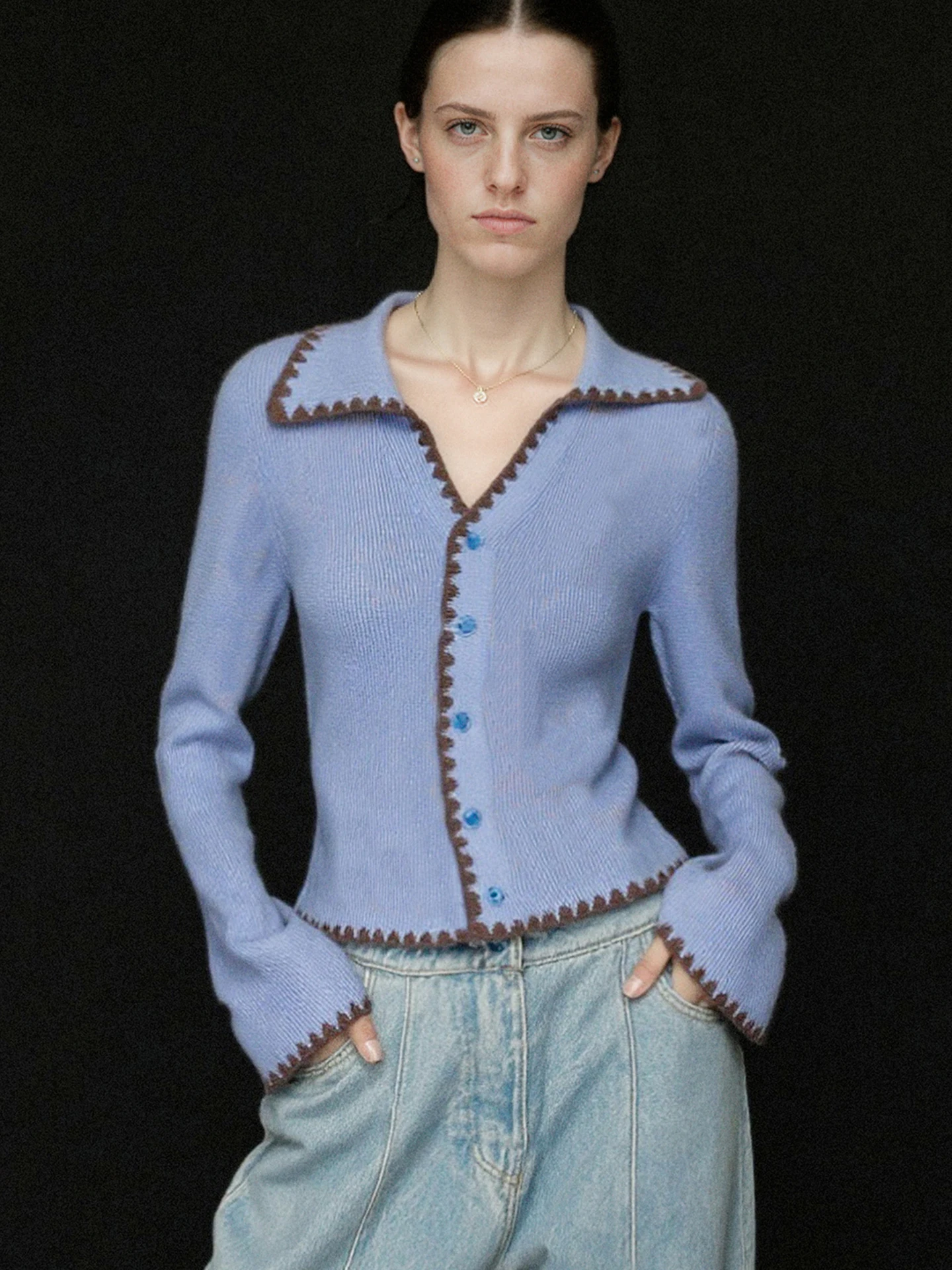 

Ele Long Sve Knitted Open Cardigan Simple Luxury Base irt Slimming Casual Korean Sle Poem Art Lin Women's Camere...